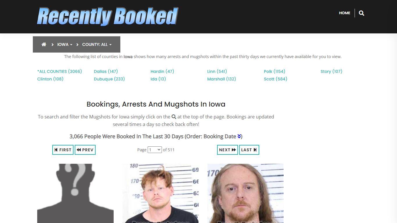 Recent bookings, Arrests, Mugshots in Iowa - Recently Booked